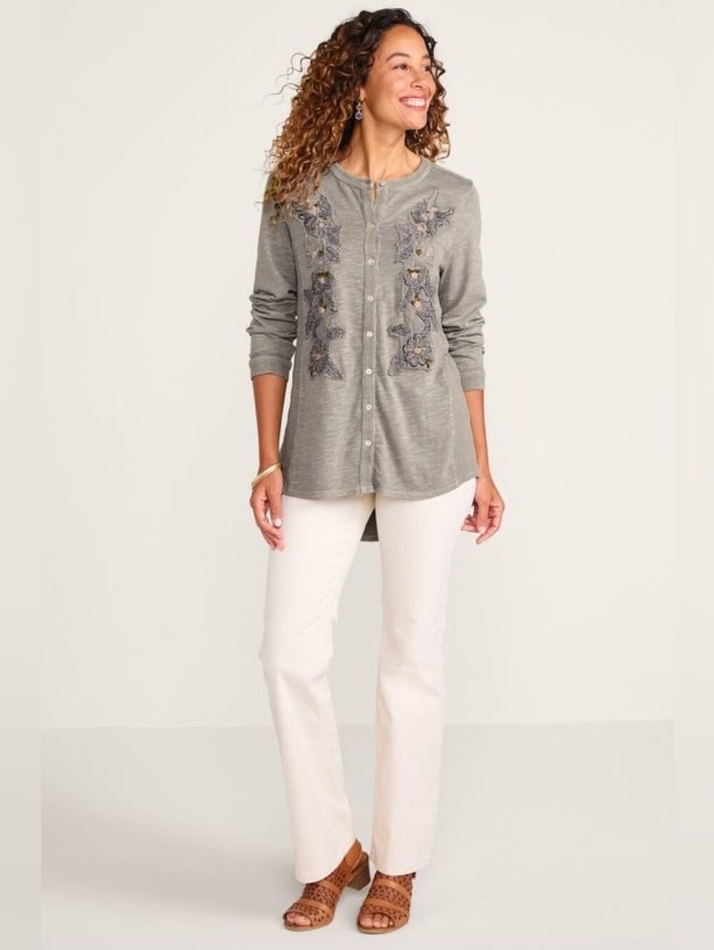 Soft Surroundings L'Enchanté Button-Down Top Blue And Pink Sz XS (See Photos)